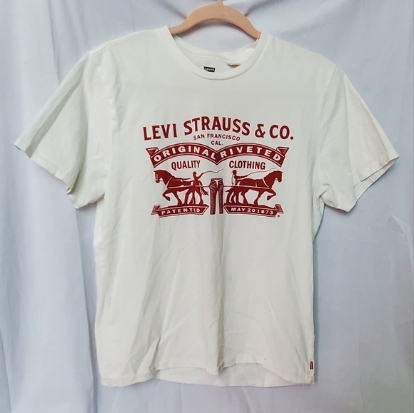 🤍Levi Strauss Two-Horse Pull Mediun White T-shirt🤍 - Picture 2 of 9